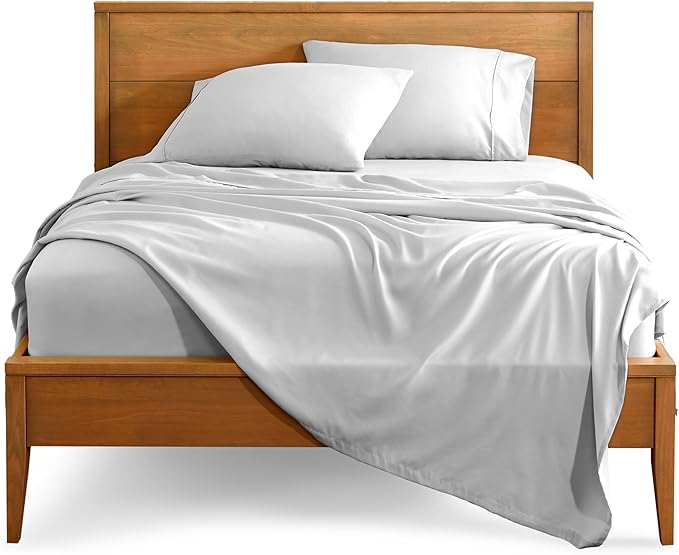 Bare Home Split Head Flex King Sheet Set - 1800 Ultra-Soft Microfiber Bed Sheets - Double Brushed - Deep Pockets - Easy Fit - 4 Piece Set - FlexTop King Bedding (Split Head Flex King, Cloud Grey)