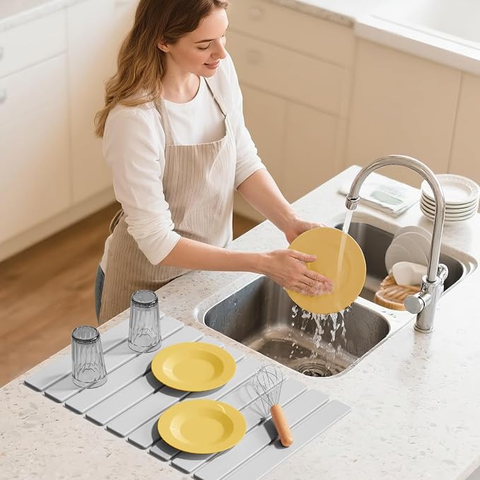 Stone Dish Drying Mats for Kitchen Counter-23.6“x 15.3”Eco-Friendly, Foldable - Image 6
