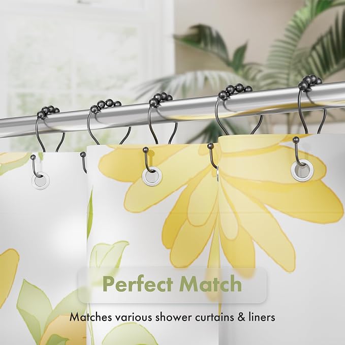 AmazerBath Shower Curtain Hooks Black Shower Curtain Rings, Metal Shower - Image 4