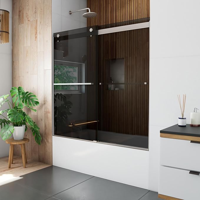DreamLine Sapphire 56-60 inch W x 60 inch H Semi-Frameless Bypass Tub Door in by DreamLine