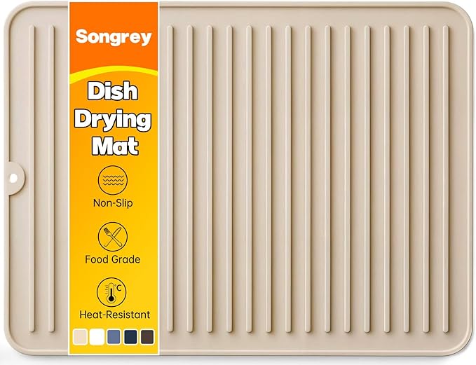 Songrey 16" x 12" Silicone Dish Drying Mat, Kitchen Counter Drying Pad by Unknown