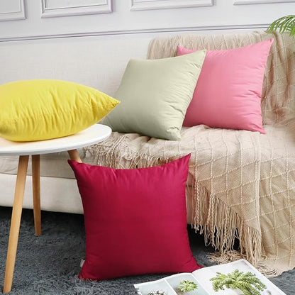 4-Pack 100% Cotton Comfortable Solid Decorative Throw Pillow Case,Thmyo Square Cushion Cover Pillowcase Sublimation Blank Pillow Covers DIY Throw Pillowcase for Sofa Bedroom(22x22 inch/ 55x55cm,Beige)