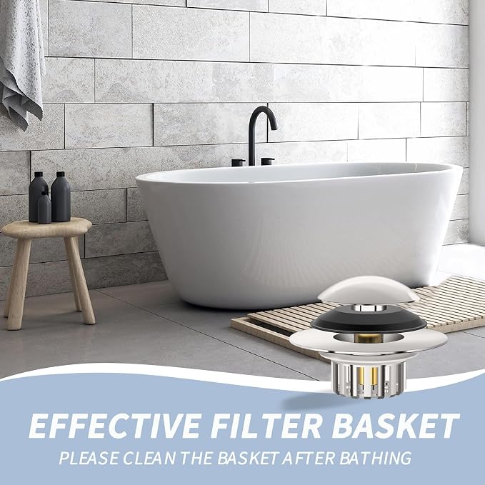 Universal 3 in 1 Bathtub Drain Stopper Bathtub, Pop-up Tub Stopper - Image 4