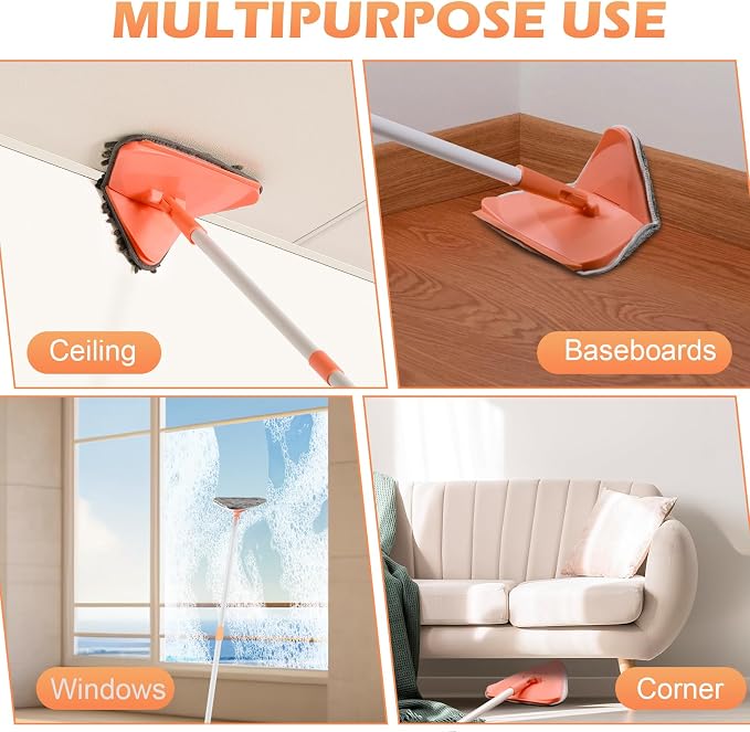 Wall Cleaner Triangle Mop with 82'' Long Handle - Image 5