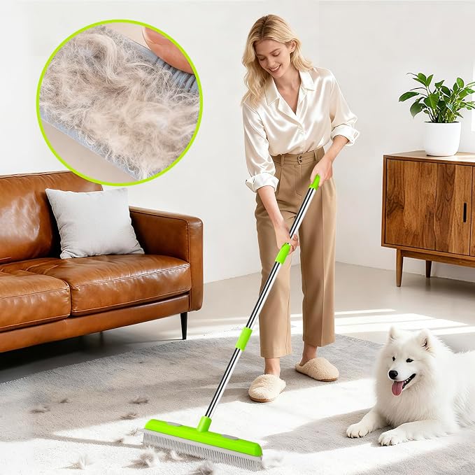 Pet Hair Removal Rubber Broom, Carpet rake - Image 3