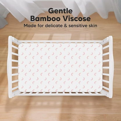 KeaBabies 2-Pack Baby Crib Sheets for Boys, Girls - 52x28 Viscose Derived from Bamboo Toddler Bed Sheets Neutral, Fitted Crib Mattress Cover for Standard Baby Bedding, Soft & Cozy (Dreamland)