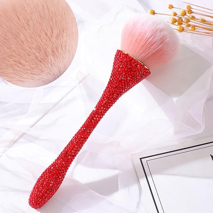 WOKOTO 1pcs Red Rhinestone Nail Dust Brushes - Image 5