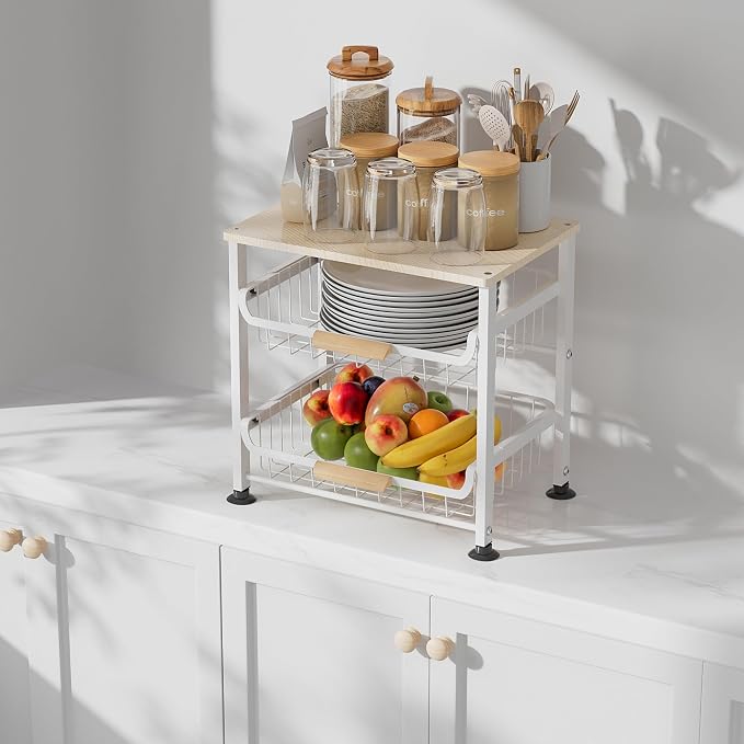 3-layer Kitchen Fruit Storage Basket Snack Rack, Countertop & Desktop Pull-out - Image 6