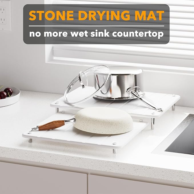 SpaceAid 2 Pack Stone Dish Drying Mats - Image 2