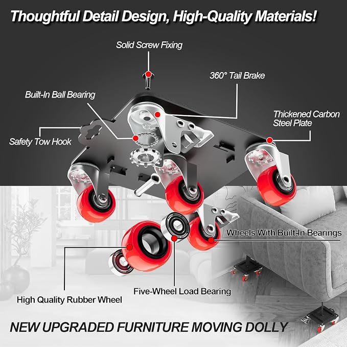 Furniture Dolly 5 Wheels Heavy Duty - Image 2