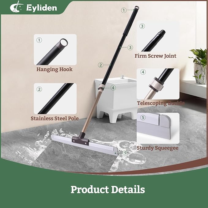Eyliden Rubber Floor Squeegee, Quick Water & Foam Removal Broom | Heavy-Duty - Image 5