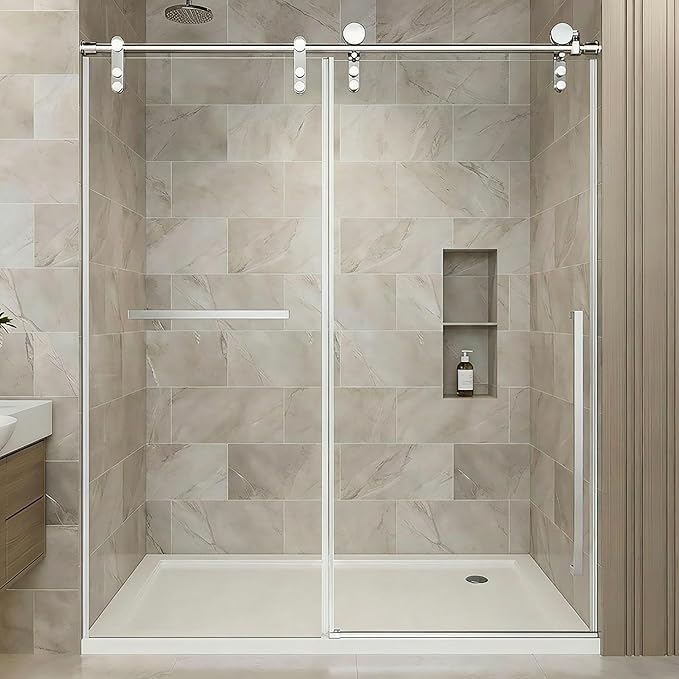 56-60" W x 75" H Frameless Shower Door, Sliding Shower Glass Door by EGrinbey