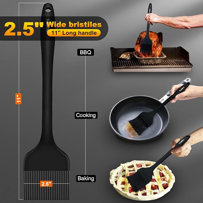WALFOS Extra Large Silicone Basting Pastry Brush, 2.5 inch Wide Bristle Butter - Image 2