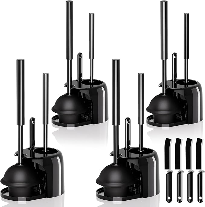 4PACK 3 in 1 Toilet Brush and Plunger Set by Unknown