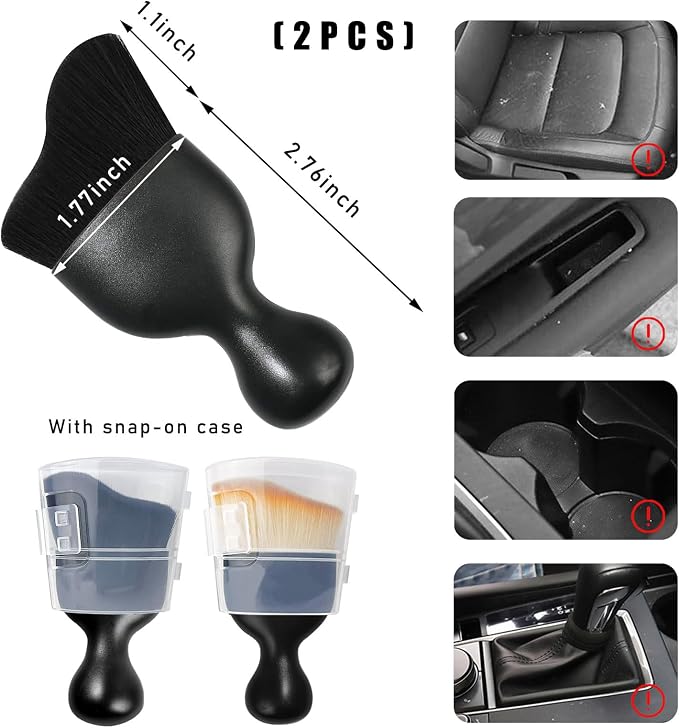 2PCS Car Interior Dust Brush, Soft Scratch Free Auto Detailing Brushes - Image 2