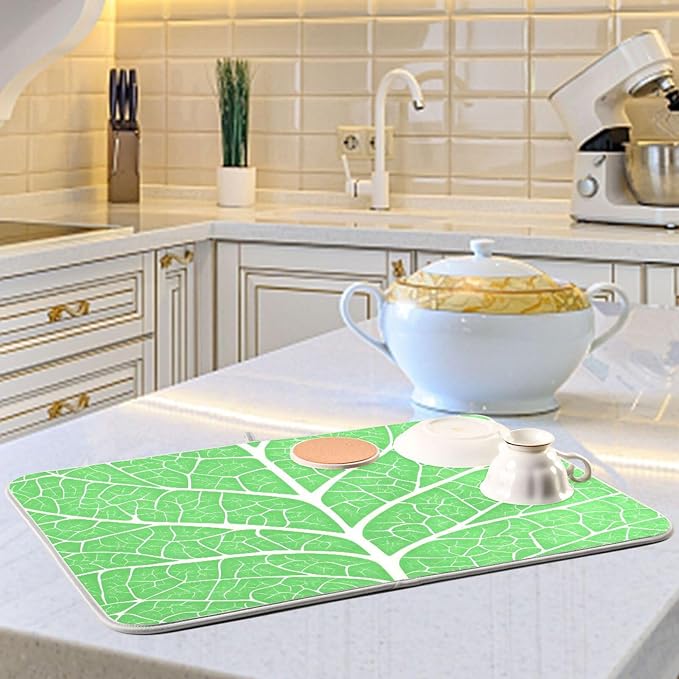 Green Leaf Veins Dish Drying Mat - Image 2