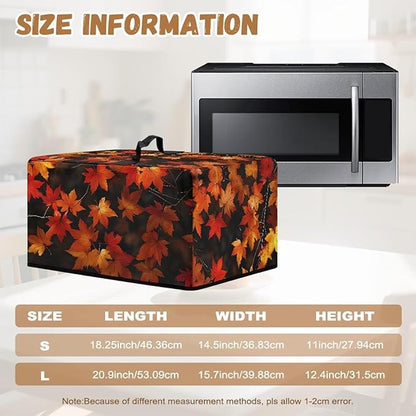 Microwave Oven Cover, Thanksgiving Maple Leaf Dustproof Machine Protector Decorative Kitchen Appliance Cover Waterproof Polyester Fabric for Most Countertop Microwaves Easy to Clean