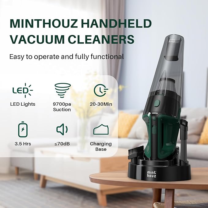 Minthouz Handheld Vacuum Cordless, Strong Suction Car Vacuum Cleaner - Image 2