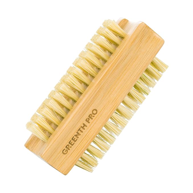 Bamboo Nail Brush，2PCS Two-side Firm Nature Wooden Sisal Scrub Brush - Image 3
