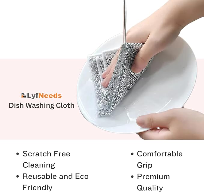 Non Scratch Wire Dishwashing Rag, 8 Pack Double Layer Reusable Wire Dishcloth - Image 2