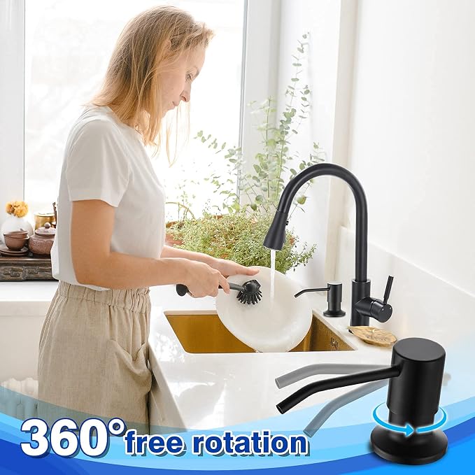 Built in Soap Dispenser for Kitchen Sink WEWE, Stainless Steel Matte Black in - Image 3