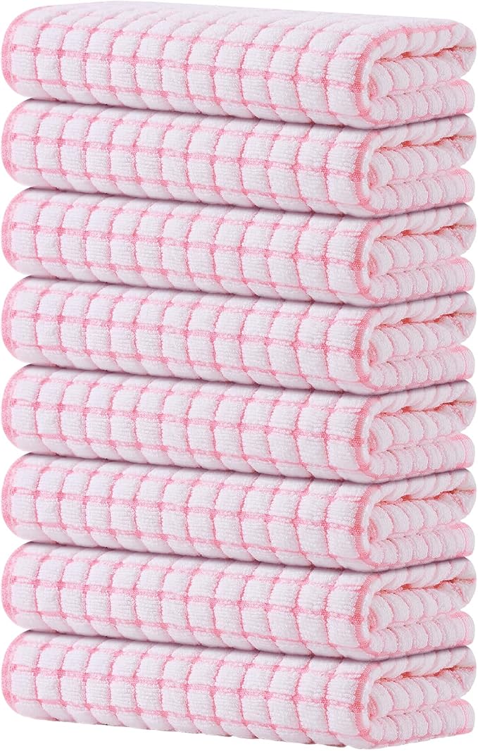 Kitinjoy Cotton 8 Pack Terry Kitchen Towels, 16 x 25 Inches Super Soft and by Kitinjoy