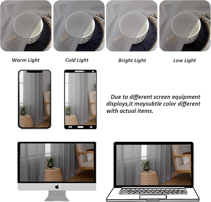 Chyhomenyc Sheer Grey Curtains 84 inches Long 2 Panels Set, Lightweight Solid - Image 5
