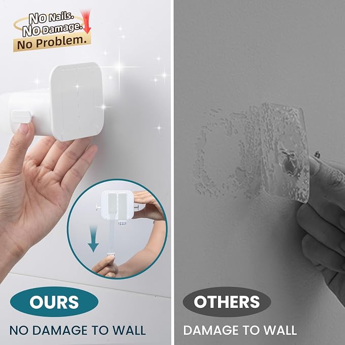 TAILI Mop and Broom Holder Wall Mount Grippers, 2 Hangers and 6 Adhesive Strips - Image 3