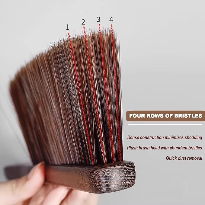 Hand Broom Counter Brush with Wood Handle Soft Bristle Dusting Brush - Image 5