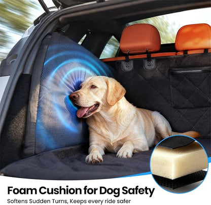 REEVAA SUV Cargo Liner for Dogs, Full Coverage Non-Slip Cargo Cover with Cushioned Sides to Protect Your Dog, Waterproof & Durable, Machine Washable Trunk Protector Mat (M, Black)