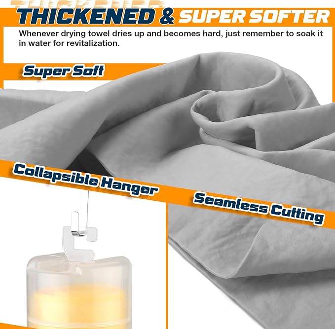 Premium Absorbent Car Drying Towel 2 Pack 26/''x17/'' Super Soft Shammy Towel - Image 4