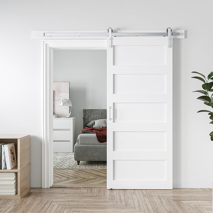 38in x 84in White Sliding Barn Door by COSHOMER