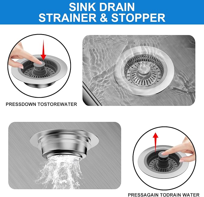 3 in 1 Kitchen Sink Drain Strainer & Sink Stopper, Anti-Clogging Sink Food - Image 3