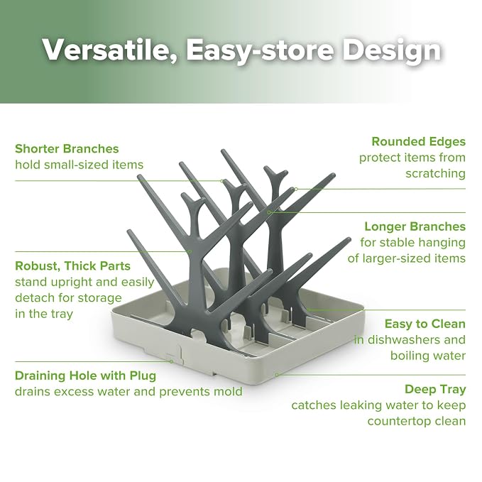 haakaa Baby Bottle Drying Rack, Space Saving Bottle Drying Tree - Image 4