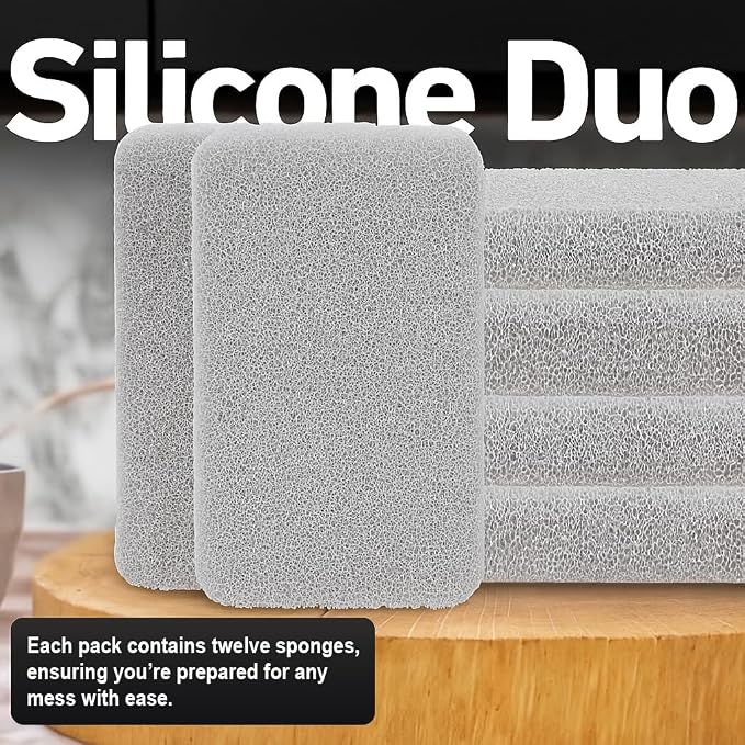 Casanero 12-Pack Silicone Scrubbing Sponges, Heavy-Duty, Non-Scratch | Reusable - Image 2