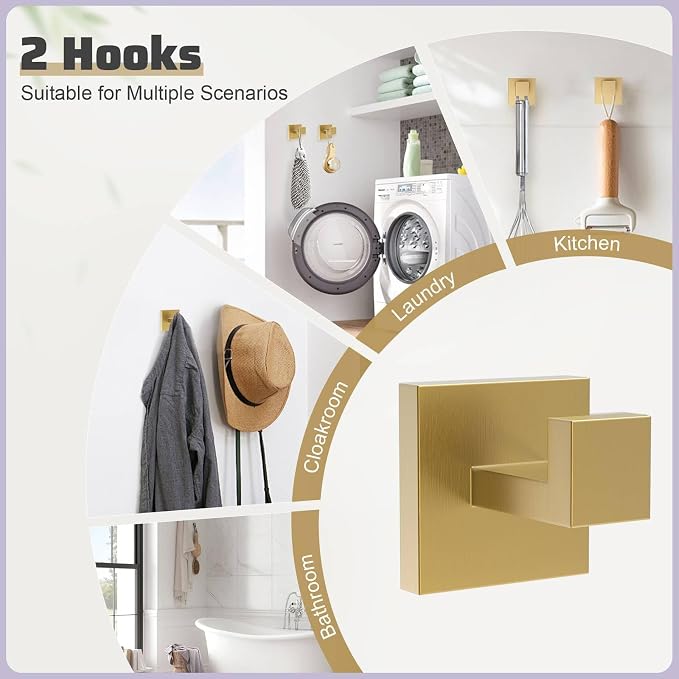 TNOMS 5-Piece Towel Bar Set Brushed Gold Bathroom Hardware Accessories Set - Image 5