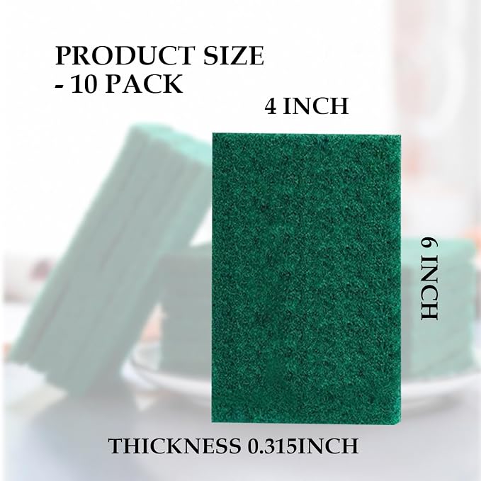 Heavy Duty Scour Pads Sponge Dish Scrubber Green Reusable Household Scrub Pads - Image 3