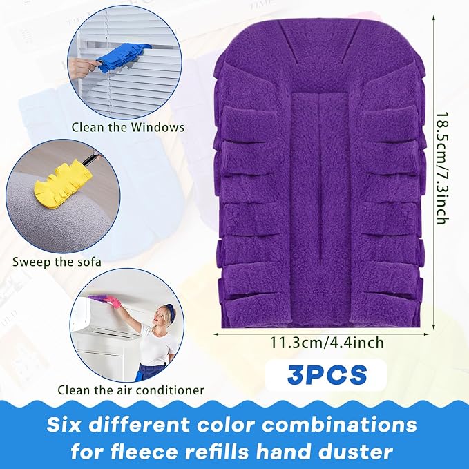 Zubebe 3 Pcs Duster Refill Reusable Fleece Duster Refills Feather Flat Dusters - Image 2