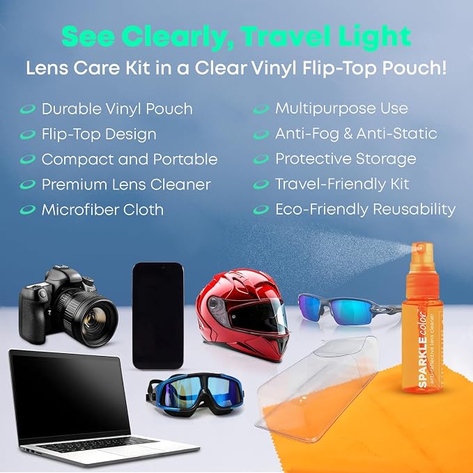 Vinyl Flip-Top Pouch Eyeglass Lens Cleaner Spray Kit - Image 2
