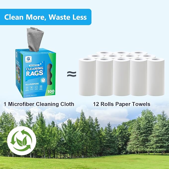 GLIMGLINT Microfiber Cleaning Cloth, 100 Pack Cleaning Rags, Ultra Absorbent - Image 7