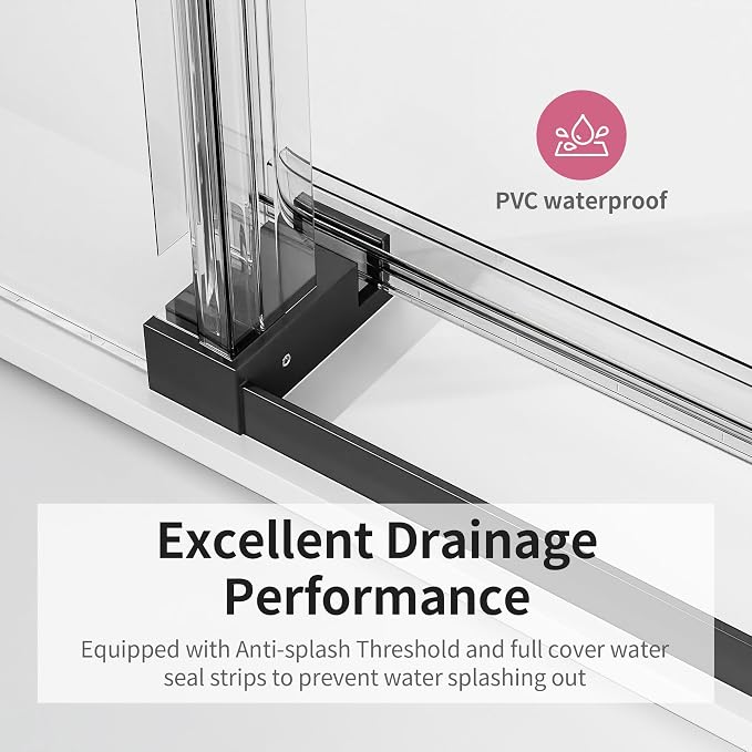 56-60" W x 76" H Frameless Soft-Close Sliding Shower Door, 3/8" SGCC Tempered - Image 6