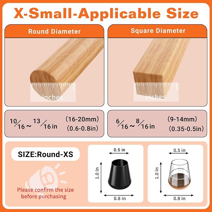 Chair Leg Floor Protectors Extra Small 24 Pcs, Silicone Chair Leg Protectors - Image 2