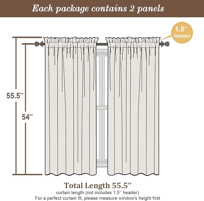 Chyhomenyc Gold Sheer Curtains 54 Inch Long 2 Panels Set, Short Voile Rod - Image 4