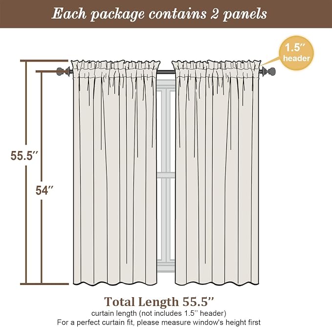 Chyhomenyc Gold Sheer Curtains 54 Inch Long 2 Panels Set, Short Voile Rod - Image 4