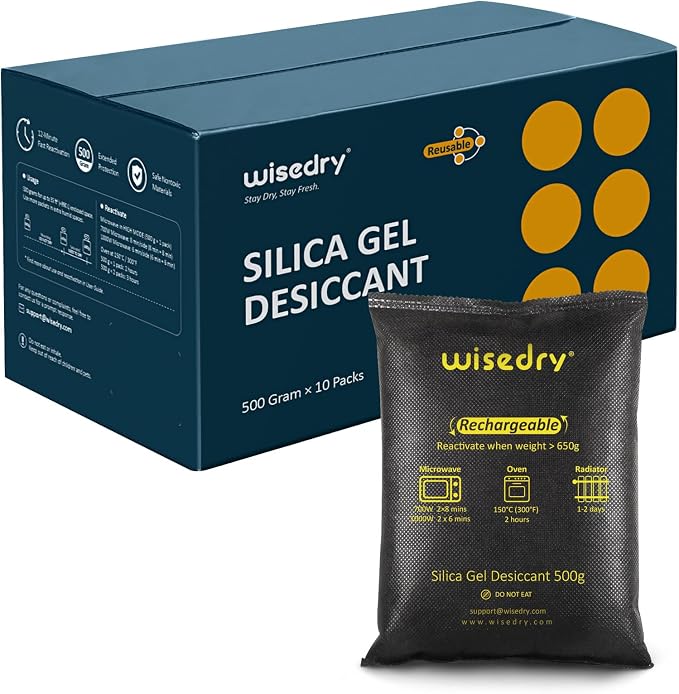wisedry 10 x 500 Grams Rechargeable Silica Gel Car Dehumidifier, Microwave Fast by wisedry