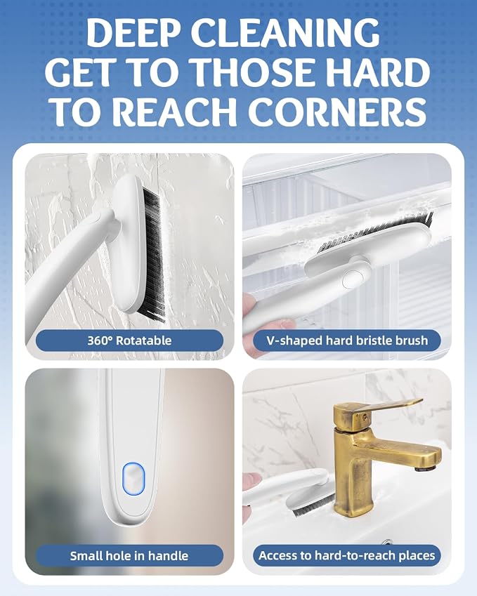 360 Degree Rotating Crevice Cleaning Brush- Household Hard Bristle Cleaning - Image 4