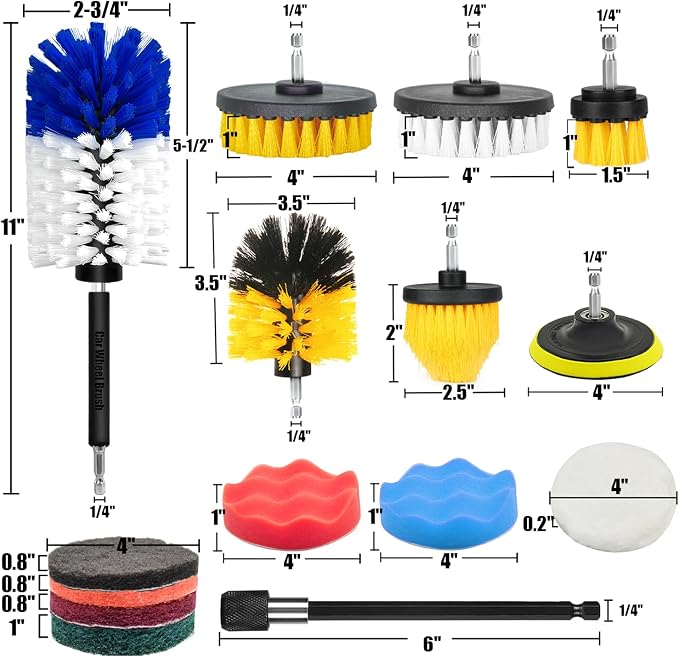 15Pcs Drill Brush Attachment Set, Drill Scrubber Brush Kit Include Soft Drill - Image 7
