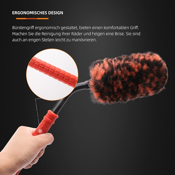 SPTA Rim Cleaner Brush, Flat Spoke Wheel Cleaning Brush, Car Wheel Brush - Image 6
