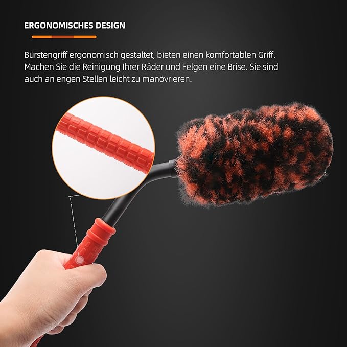 SPTA Rim Cleaner Brush, Flat Spoke Wheel Cleaning Brush, Car Wheel Brush - Image 2