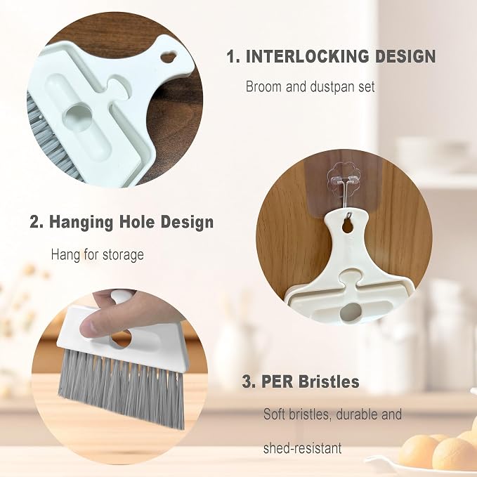 Mini Dustpan Brush Set Small Dustpan Broom Combo Set - Image 6